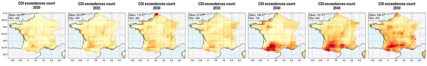 Climate Dryness Index (CDI) map for France